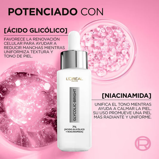 SERUM GLYCOLIC BRIGHT 7% ANTI MANCHAS 30ML - LOREAL - Adrissa Beauty - Cuidado de la piel