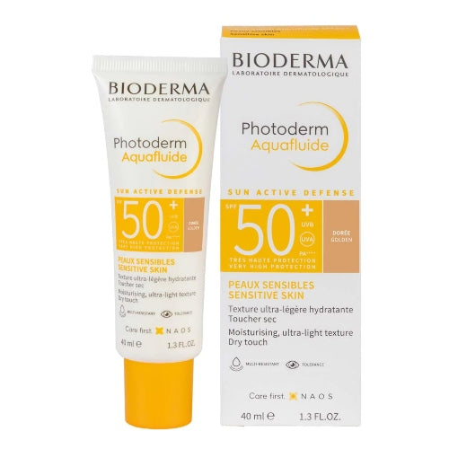 PROTECTOR SOLAR PHOTODERM AQUAFLUIDE SPF50 GOLDEN 40ML - BIODERMA - Adrissa Beauty - Cuidado de la piel