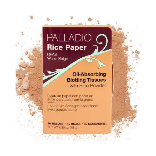 PAPEL DE ARROZ ABSORBENTES 40HOJAS RPA8 WARM BEIGE - PALLADIO - Adrissa Beauty - Maquillaje