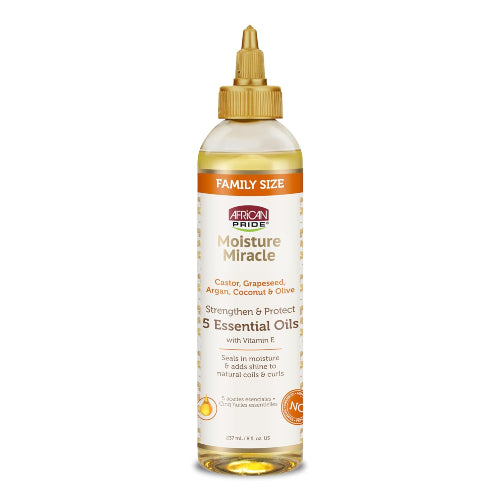 ACEITE CAPILAR MOISTURE MIRACLE 5 ESENCIALES 237ML - AFRICAN PRIDE - Adrissa Beauty - Cuidado capilar