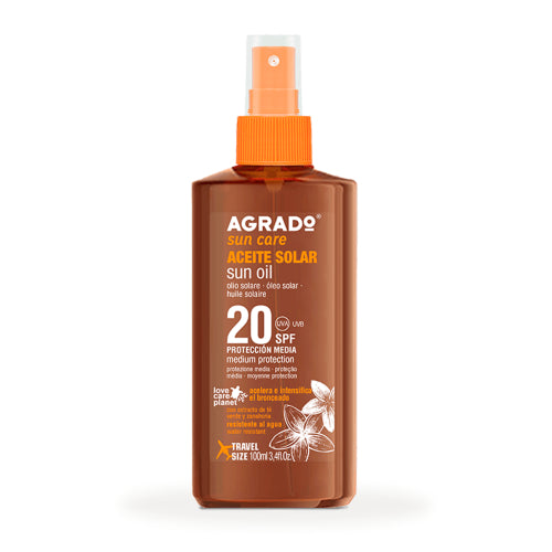 ACEITE SOLAR BRONCEADOR RESISTENTE AGUA 20SPF 100ML - AGRADO - Adrissa Beauty - Cuidado de la piel