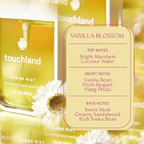 ANTIBACTERIAL POWER MIST VANILLA BLOSSOM - TOUCHLAND - Adrissa Beauty - ANTI-BACTERIAL