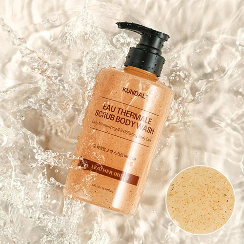 BODY WASH EAU THERMALE SCRUB LEATHER IRISH 500ML - KUNDAL - Adrissa Beauty - Gel de ducha en baño y cuidado personal