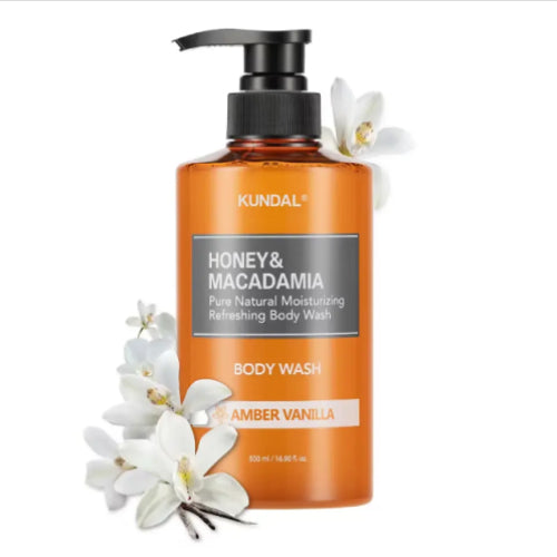 BODY WASH HONEY & MACADAMIA AMBER VAINILLA 500ML - KUNDAL - Adrissa Beauty - Gel de ducha en baño y cuidado personal