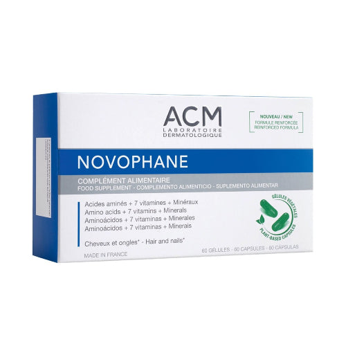 COMPLEMENTO ALIMENTICIO NOVOPHANE AMINO ACIDOS + 7VIT + MINERALES 60CAP - ACM - Adrissa Beauty - Cuidado capilar