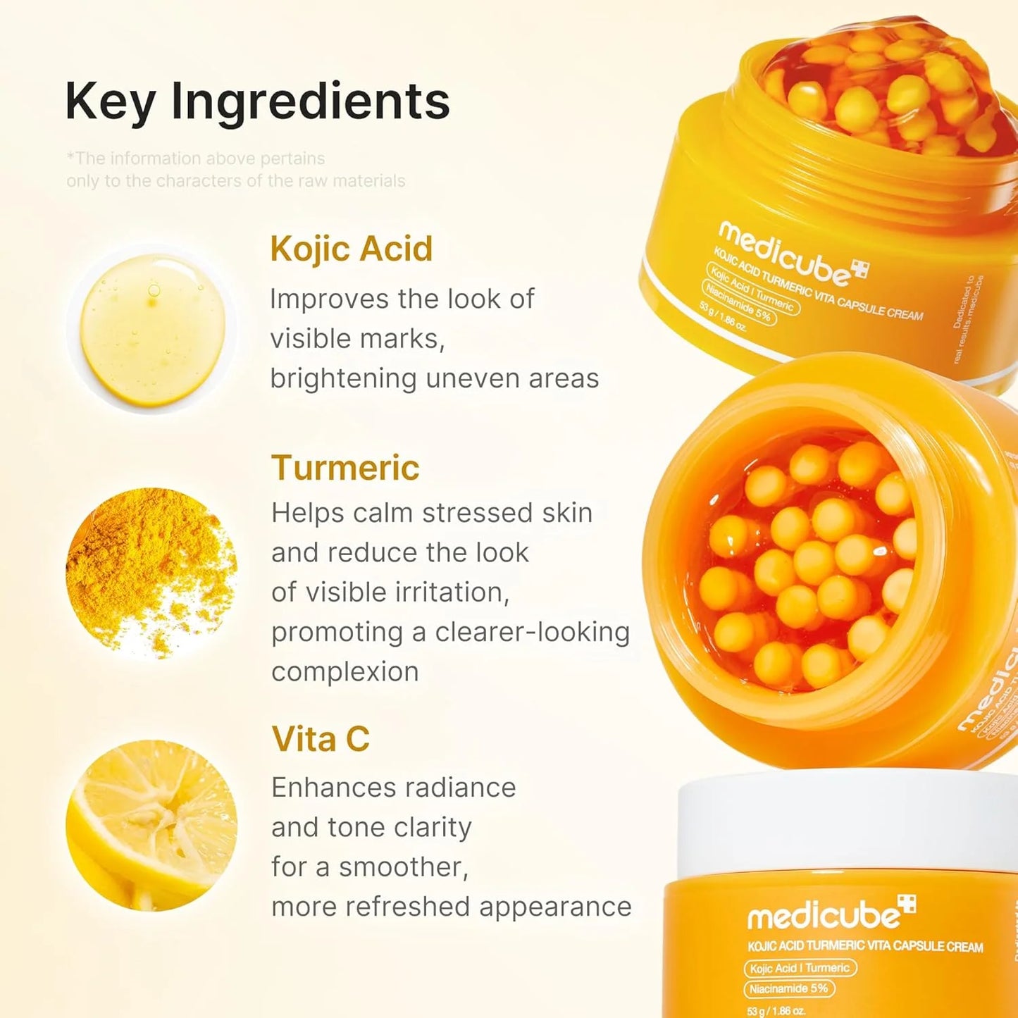 CREMA CAPSULAS KOJIC ACID TURMERIC NIACINAMIDE 5 53GR - MEDICUBE - Adrissa Beauty - Cuidado de la piel