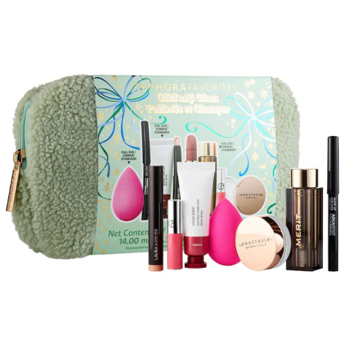 ESTUCHE MAKEUP GLITZ AND GLAM 8PZAS VERDE - SEPHORA - Adrissa Beauty - maquillaje