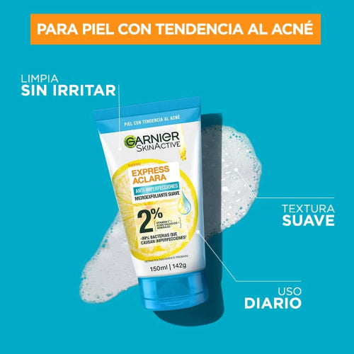 EXFOLIANTE FACIAL MICRO ANTI IMPERFECCIONES 150ML - GARNIER - Adrissa Beauty - Cuidado de la piel