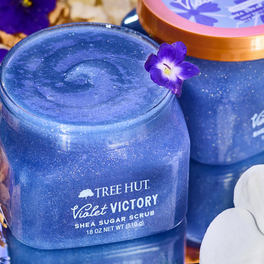 EXFOLIANTE SHEA SUGAR VIOLET VICTORY 510GR - TREE HUT - Adrissa Beauty - Cuidado de la piel