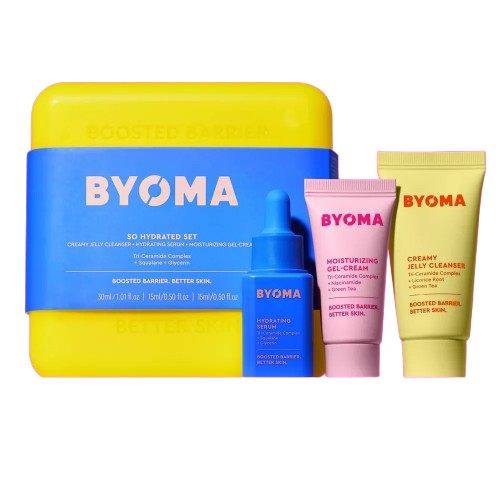 SET SO HYDRATED LIMPIADOR + SERUM + HIDRATANTE 3PZAS - BYOMA - Adrissa Beauty - Cuidado de la piel