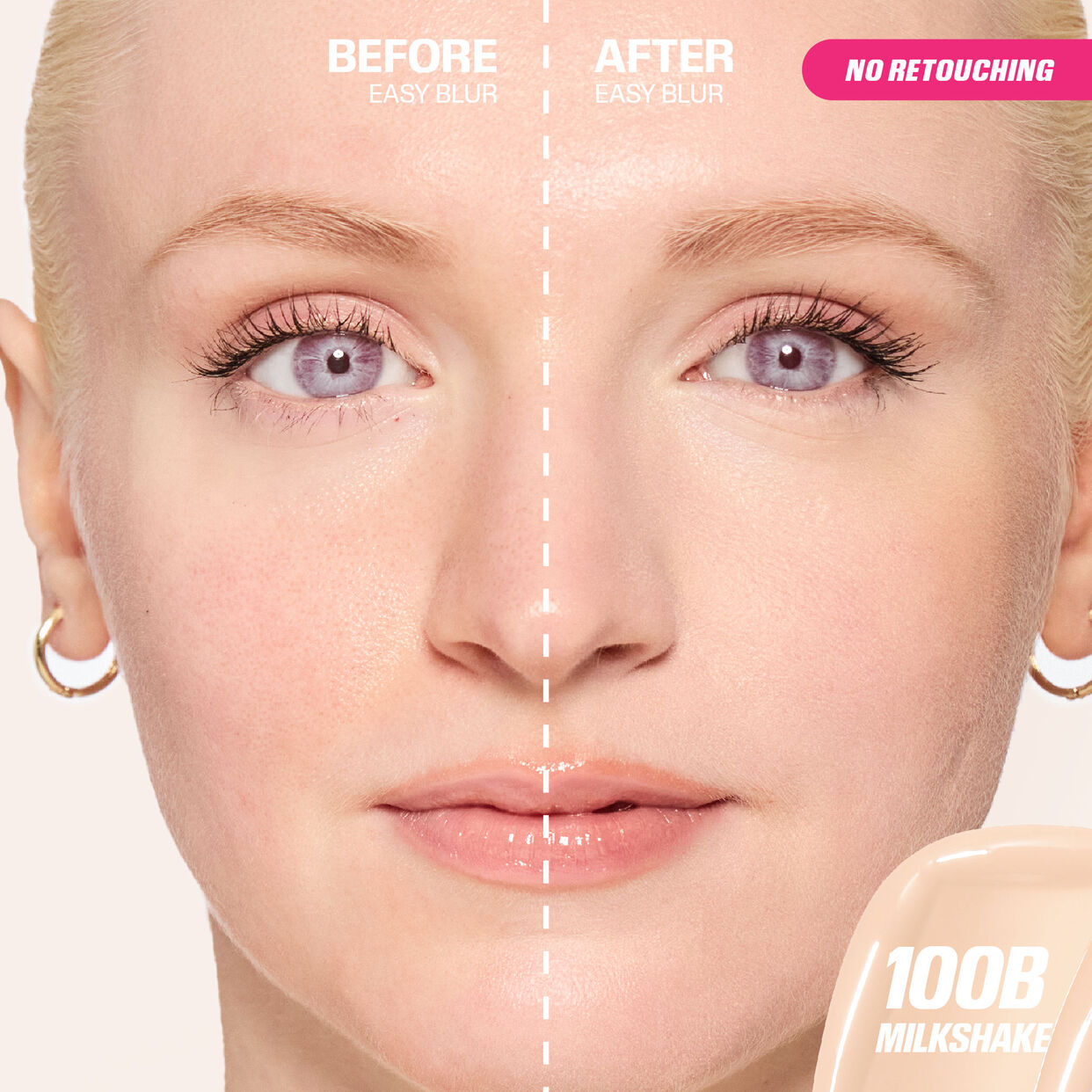 BASE EASY BLUR NATURAL AIRBRUSH MILKSHAKE 100B - HUDA BEAUTY - Adrissa Beauty - Maquillaje de rostro