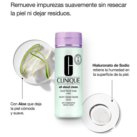 JABON FACIAL LIQUIDO ALL ABOUT CLEAN MILD 200ML - CLINIQUE - Adrissa Beauty - Cuidado de la piel