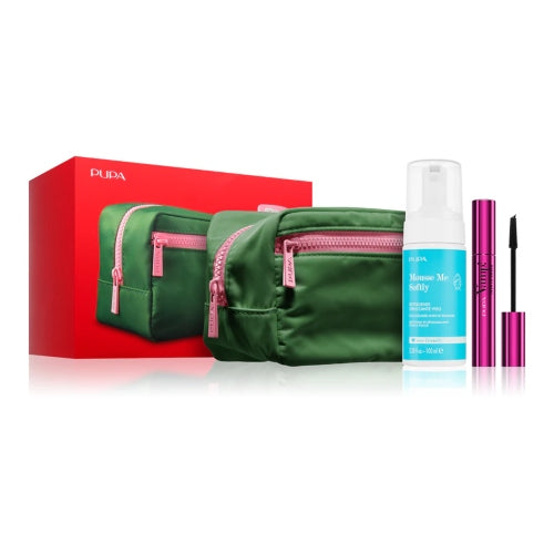 KIT BAG RECYCLED MASCARA EXTENDER + LIMPIADOR MOUSSE ME - PUPA MILANO - Adrissa Beauty - Maquillaje