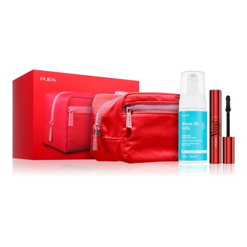 KIT BAG RECYCLED MASCARA SEXY + LIMPIADOR MOUSSE ME - PUPA MILANO - Adrissa Beauty - Maquillaje