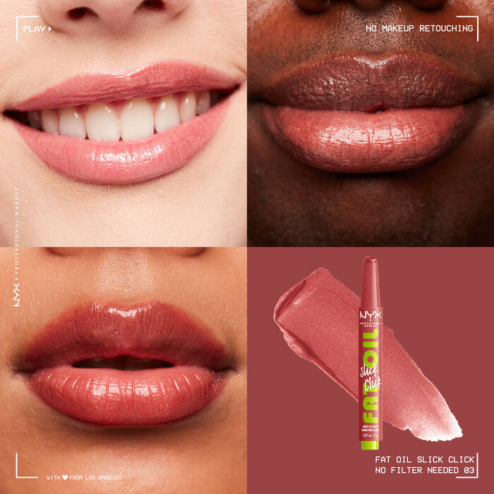 LABIAL FAT OIL SLICK CLICK 03 NO FILTER NEEDED - NYX - Adrissa Beauty - Maquillaje