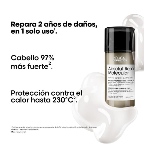 MASCARILLA LEAVE IN ABSOLUT REPAIR MOLECULAR 100ML - LOREAL PROFESSIONNEL - Adrissa Beauty - Cuidado capilar