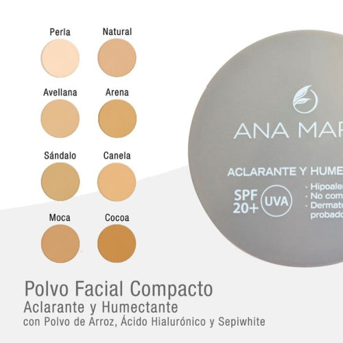 POLVO COMPACTO ACLARANTE SPF20 AVELLANA - ANA MARIA - Adrissa Beauty - Maquillaje