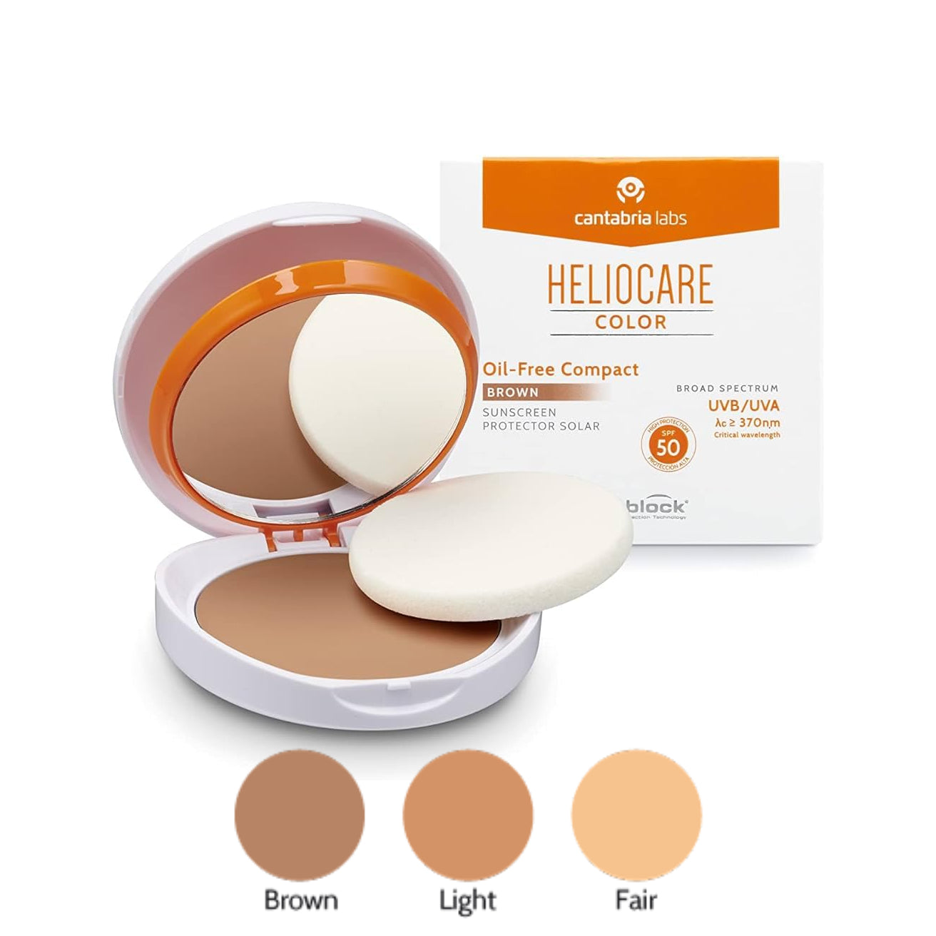 PROTECTOR SOLAR COMPACTO OIL FREE BROWN SPF50 - HELIOCARE - Adrissa Beauty - Protector solar
