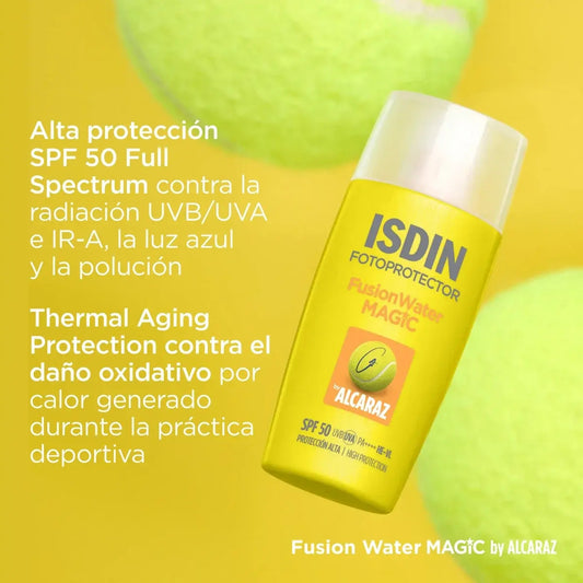 PROTECTOR SOLAR FUSION WATER MAGIC ALCARAZ SPF50 50ML - ISDIN - Adrissa Beauty - Cuidado de la piel