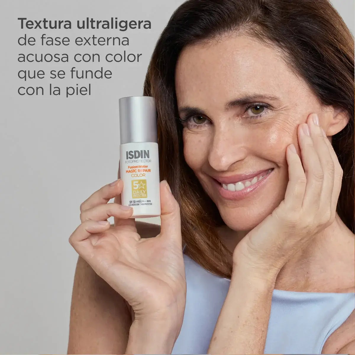 PROTECTOR SOLAR FUSION WATER MAGIC REPAIR COLOR SPF50 50ML - ISDIN - Adrissa Beauty - Cuidado de la piel