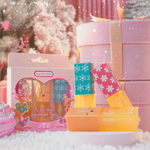 SET LIP OIL ALL ITS THE MOST REINDEERFUL TIME 3PZAS - BEAUTY CREATIONS - Adrissa Beauty - Maquillaje