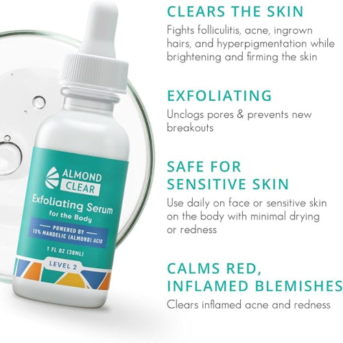 SERUM CORPORAL EXFOLIANTE 15% MANDELIC ACID 30ML - ALMOND CLEAR - Adrissa Beauty - Cuidado de la piel