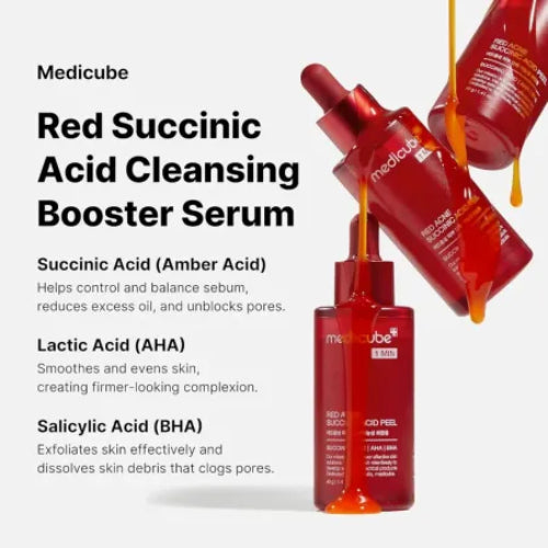 SERUM RED ACNE SUCCINIC ACID PEEL 40GR - MEDICUBE - Adrissa Beauty - Cuidado de la piel