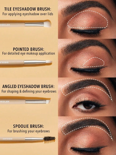 SET BROCHAS OJOS 4PZAS + BOLSO - SHEGLAM - Adrissa Beauty - Maquillaje