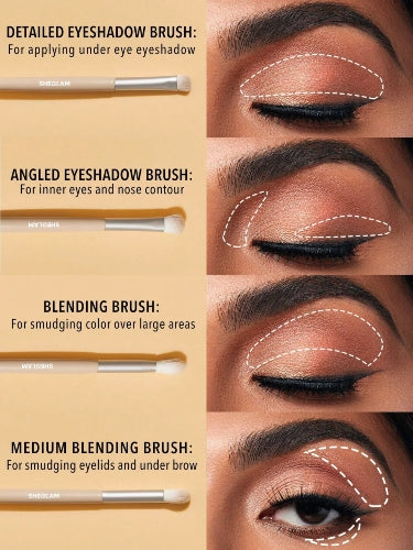 SET BROCHAS OJOS 4PZAS + BOLSO - SHEGLAM - Adrissa Beauty - Maquillaje