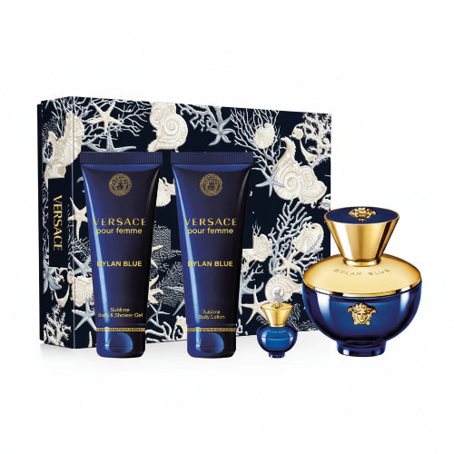 SET DYLAN BLUE EDP 4PZAS 100ML D - VERSACE - Adrissa Beauty - Perfumes y colonias