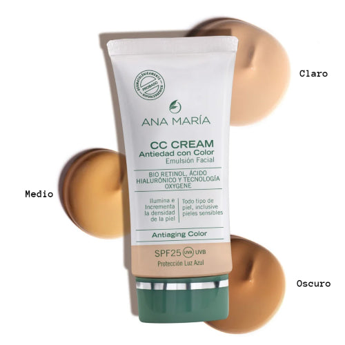 CC CREAM ANTIEDAD C/COLOR SPF25 CLARO - ANA MARIA - Adrissa Beauty - Maquillaje