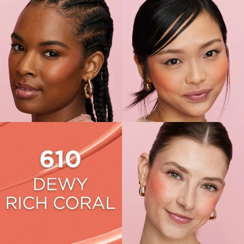 RUBOR LUMI LE LIQUID BLUSH DEWY RICH CORAL 610 - LOREAL - Adrissa Beauty - Maquillaje