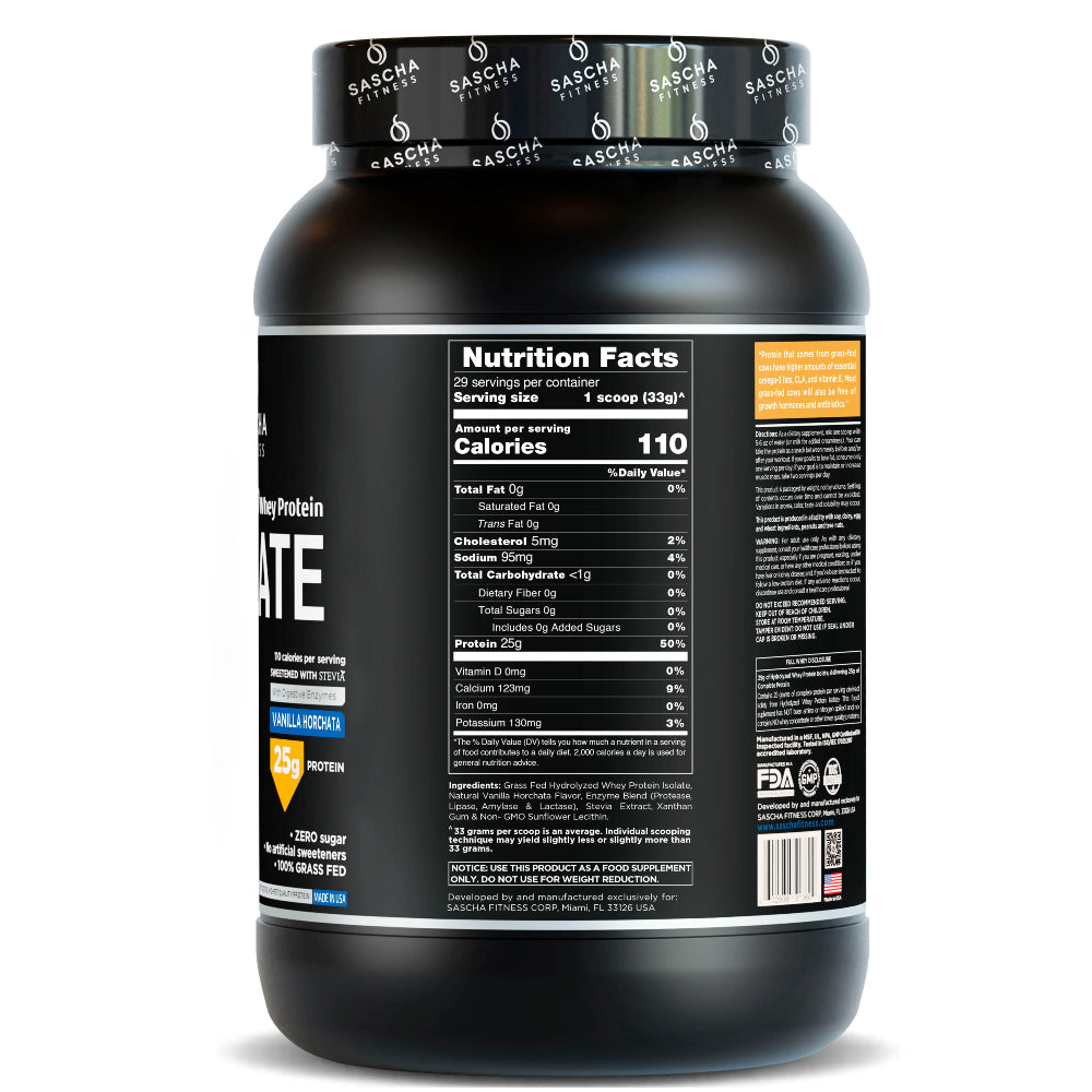 PROTEINA ISOLATE VANILLA HORCHATA 957GR - SASCHA FITNESS - Adrissa Beauty -
