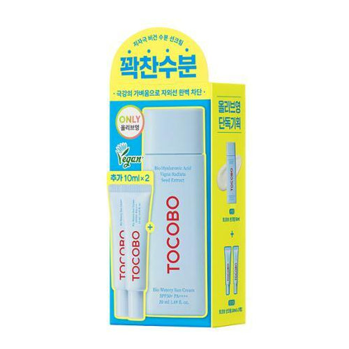 KIT PROTECTOR SOLAR ACIDO HIALURONICO SPF 50 50ML + 2X10ML - TOCOBO - Adrissa Beauty -