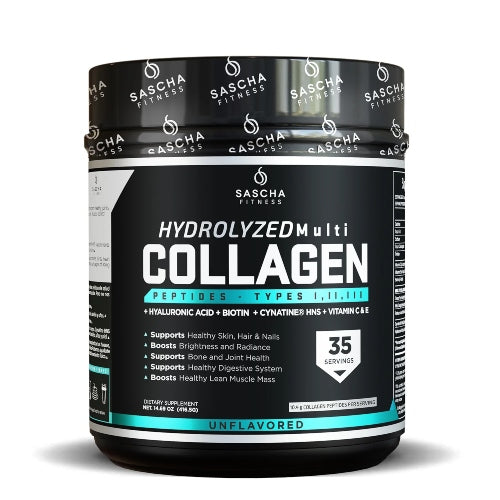 COLAGENO UNFLAVORED 490GR - SASCHA FITNESS - Adrissa Beauty -