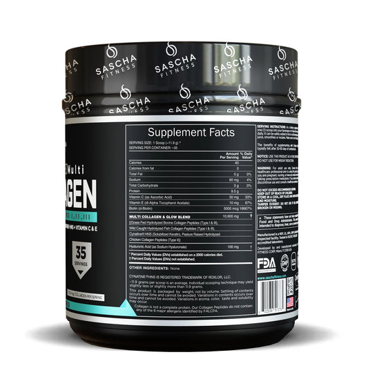 COLAGENO UNFLAVORED 490GR - SASCHA FITNESS - Adrissa Beauty -