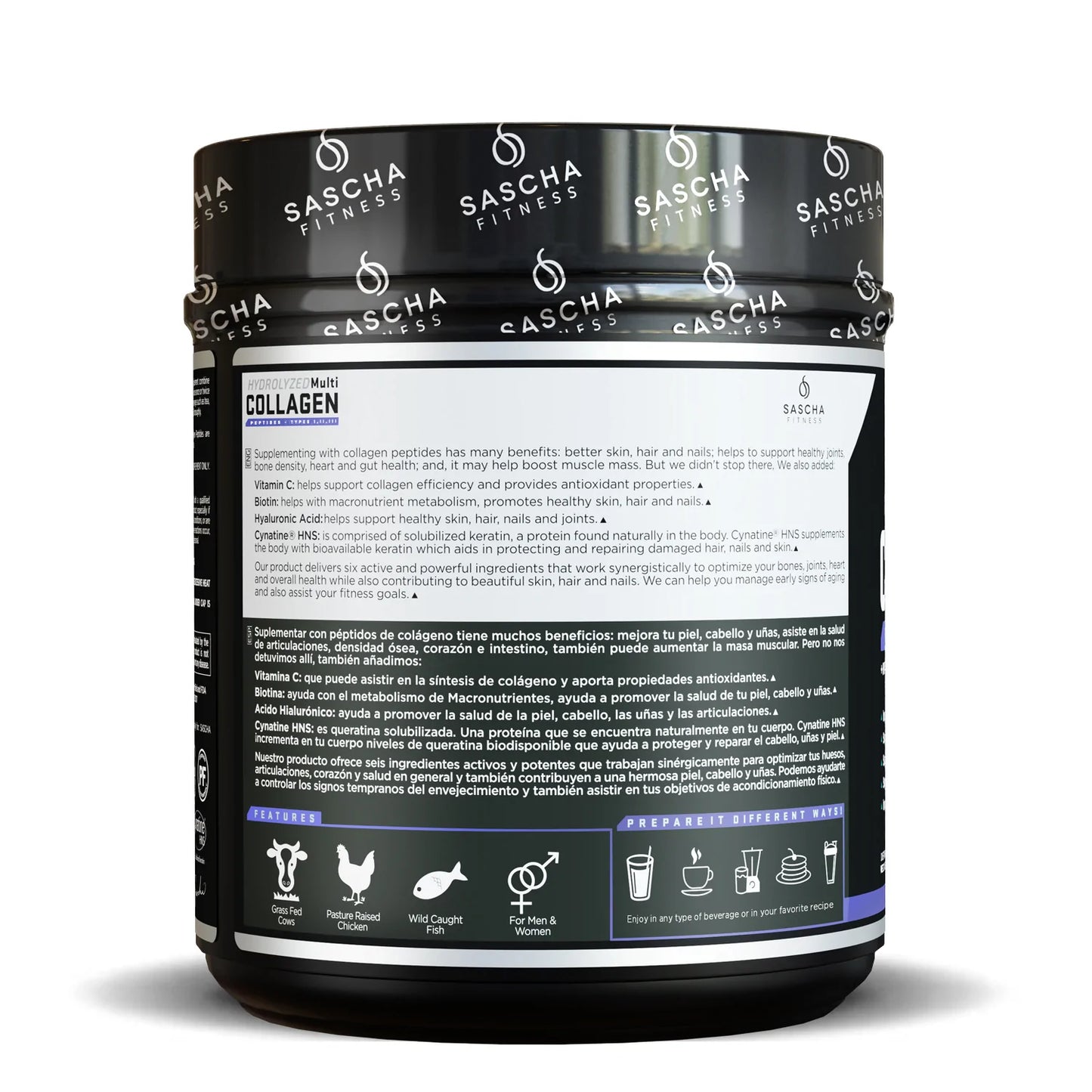 COLAGENO CHOCOLATE 490GR - SASCHA FITNESS - Adrissa Beauty -