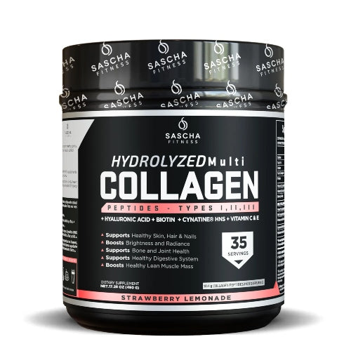 COLAGENO STRAWBERRY LIMONADE 490GR - SASCHA FITNESS - Adrissa Beauty -