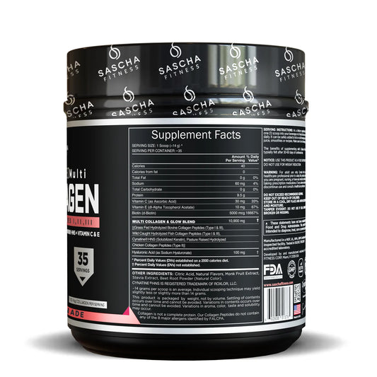 COLAGENO STRAWBERRY LIMONADE 490GR - SASCHA FITNESS - Adrissa Beauty -