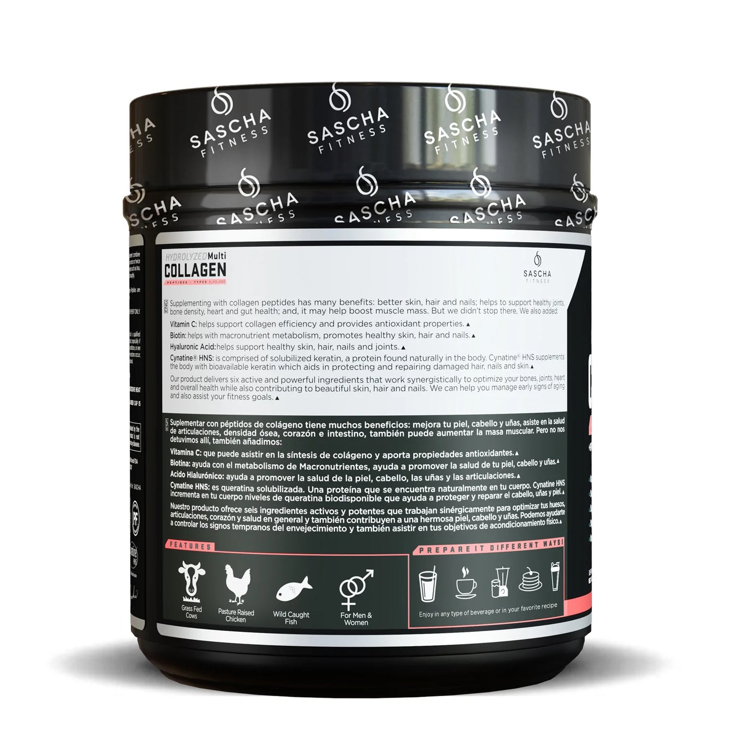 COLAGENO STRAWBERRY LIMONADE 490GR - SASCHA FITNESS - Adrissa Beauty -