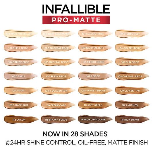 BASE INFALLIBLE PRO-MATTE 109 CLASSIC TAN - LOREAL - Adrissa Beauty - Maquillaje