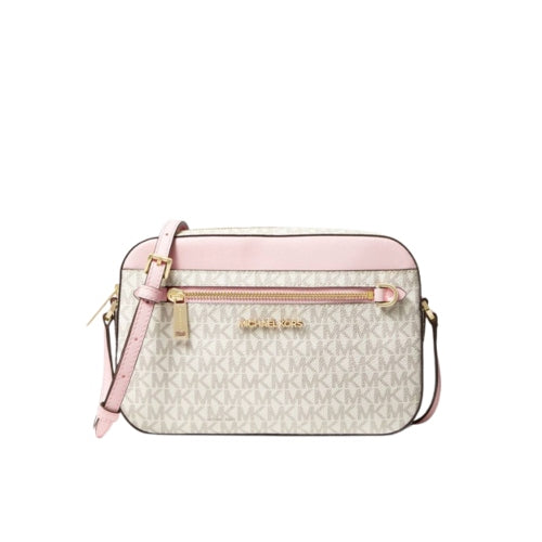 CARTERA BANDOLERO BEIGE C/ROSA - MICHAEL KORS - Adrissa Beauty - Bolsos, billeteras y estuches
