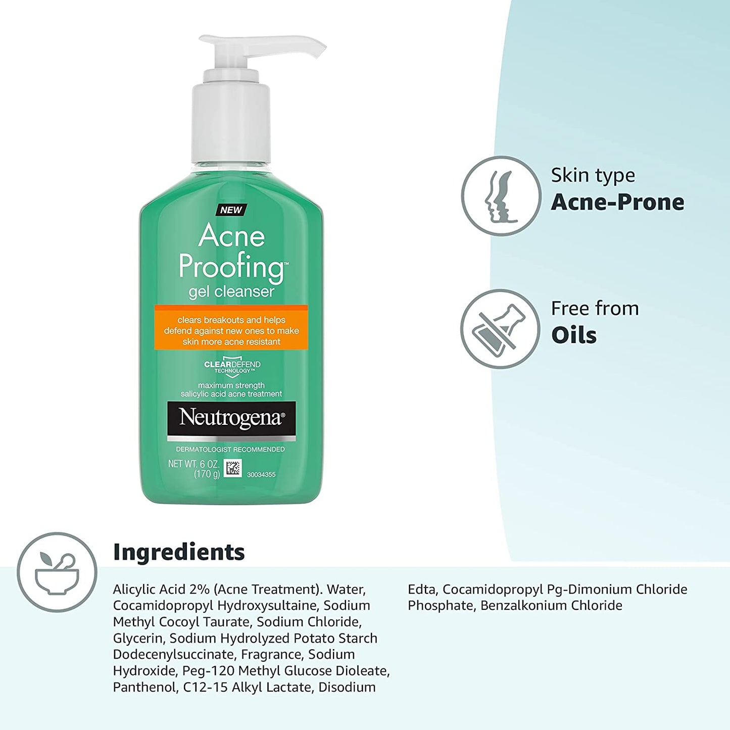 LIMPIADOR GEL ACNE PROOFING 170GR - NEUTROGENA - Adrissa Beauty - Cuidado de la piel