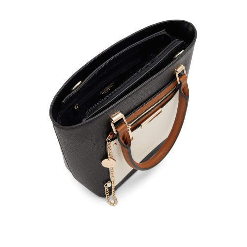 CARTERA CANGURO MC14055 NEGRA Y BLANCA CON BILLETERA BEIGE - ALDO - Adrissa Beauty - Bolsos, billeteras y estuches