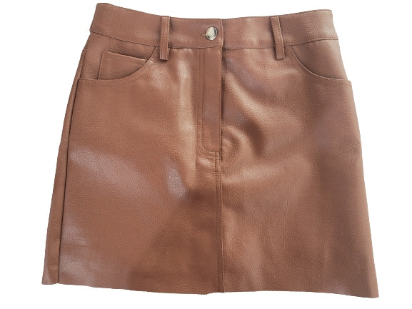 FALDA CUERINA MARRON TALLA S - FOREVER 21 - Adrissa Beauty - Faldas