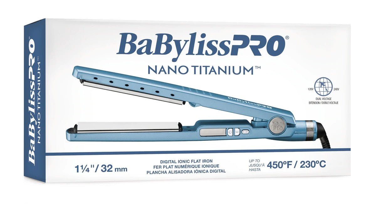 PLANCHA 1 Y 1/4 PULGADAS NANO TITANIUM - BABYLISS - Adrissa Beauty - Cuidado capilar