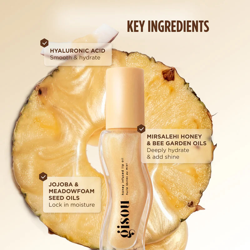 LABIAL HONEY INFUSED LIP OIL PINNEAPPLE POUT - GISOU - Adrissa Beauty - Maquillaje de labios