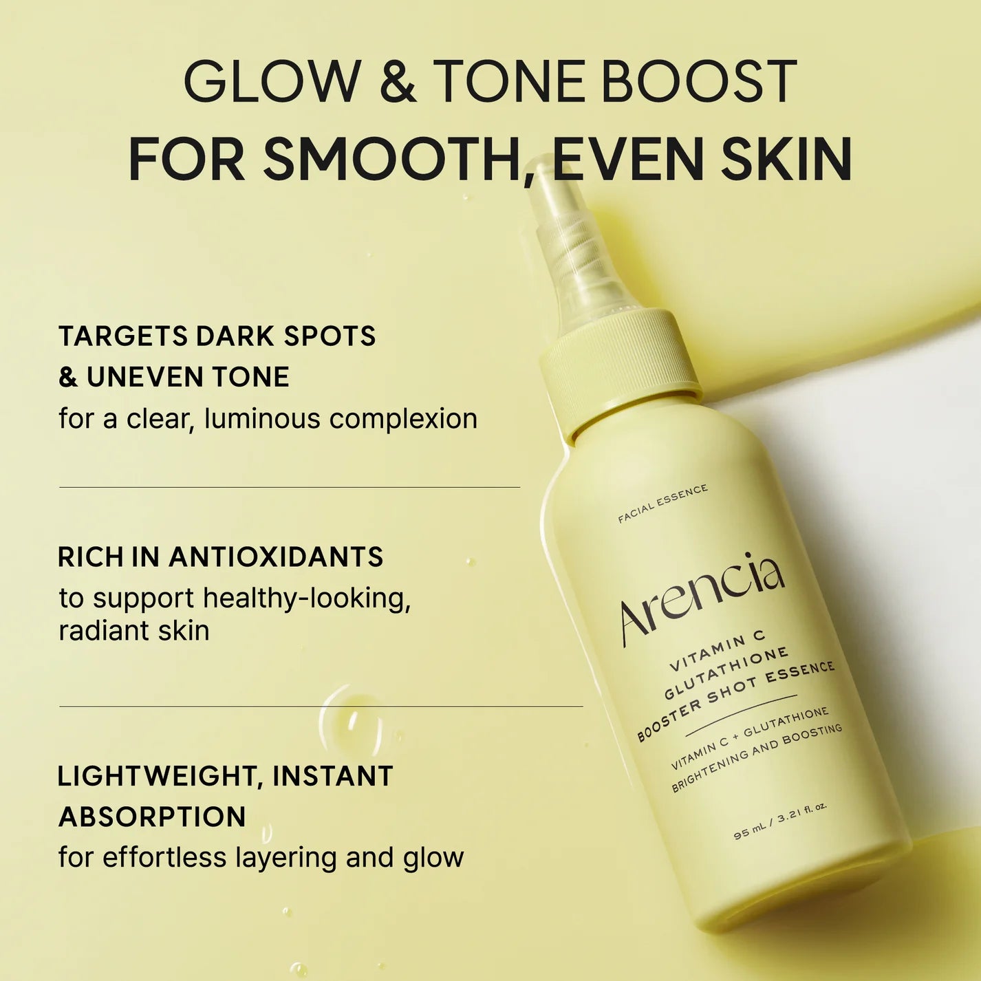 ESENCIA VITAMINA C GLUTATHIONE BOOSTER SHOT 95ML - ARENCIA - Adrissa Beauty - Cuidado de la piel