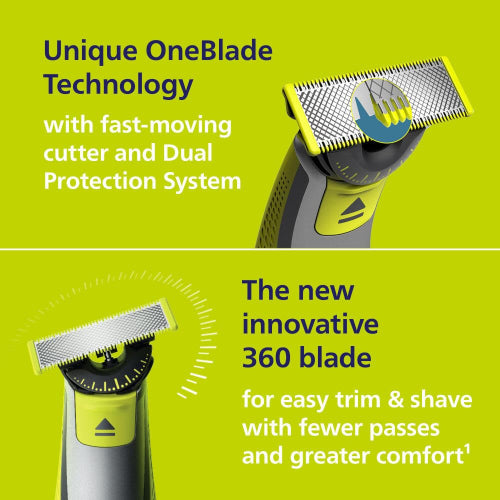 AFEITADORA ONE BLADE 360 HYBRID FACE AND BODY 5IN1 - PHILIPS - Adrissa Beauty - Electrónica