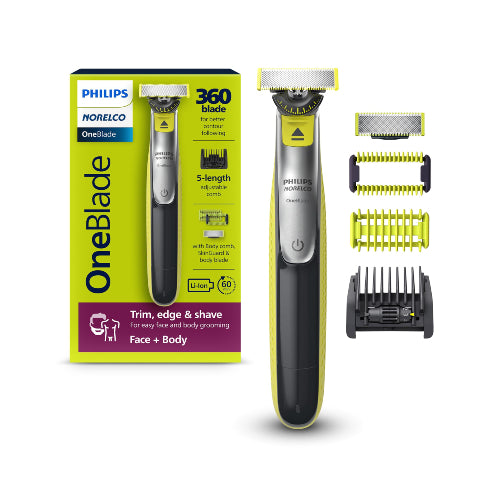AFEITADORA ONE BLADE 360 HYBRID FACE AND BODY 5IN1 - PHILIPS - Adrissa Beauty - Electrónica